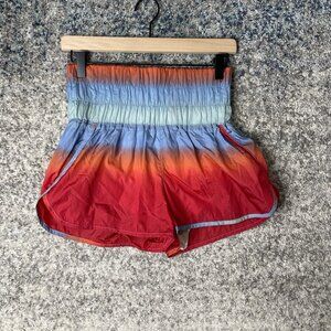 Free People Movement Shorts Women's Red Orange Blue High Rise Pull On Small